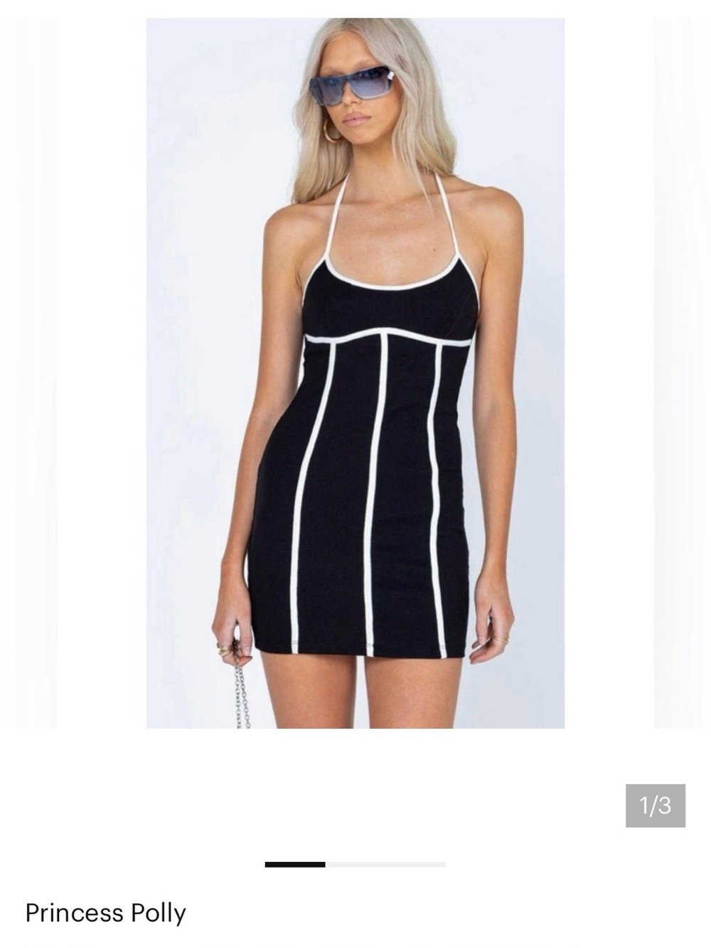 Princess Polly Black Mini Dress with White Piping